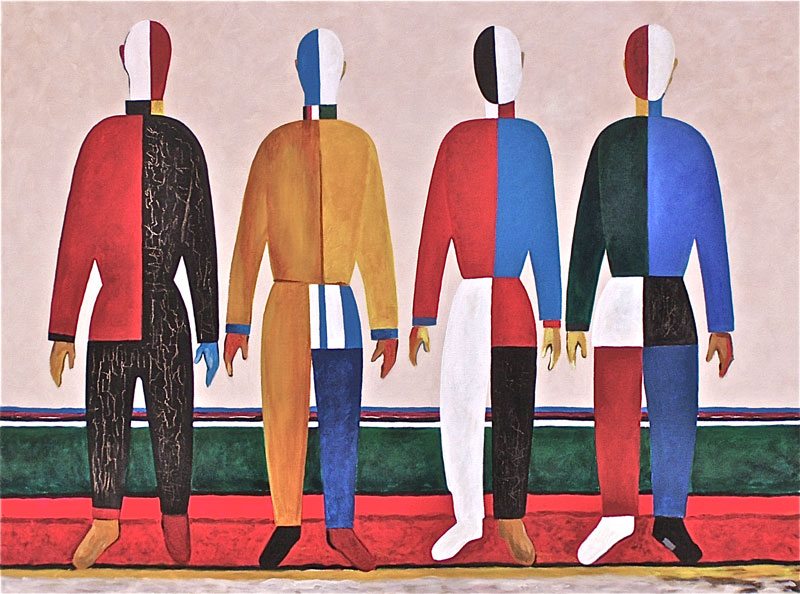 painting of 4 man shaped abstract figures