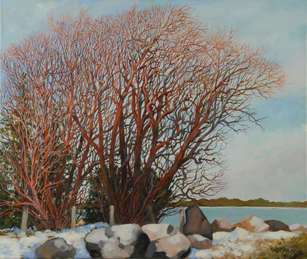 painting of willows in winter at Seagull point