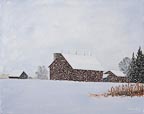 painting of a snow covered farm
