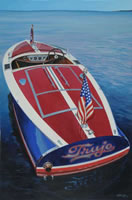 a painting of a speedboat named Trujo