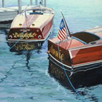 painting of two boats named Delightful and Annie