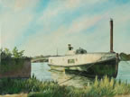 painting of the boat named katherine V moored