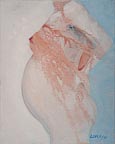 painting of the torso of a pregnant woman