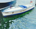 painting of a boat in the water