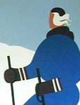 skiers mural